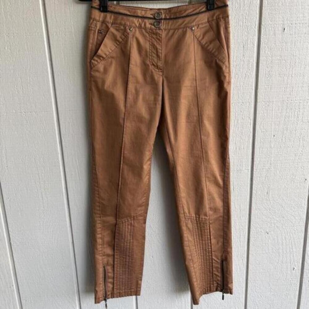 Crisca By Biba Cropped Cotton Twill Pants With Zipper Ankle Women’s Size 34‎
